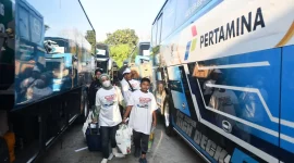 Pertamina berangkatkan lebih dari lima ribu pemudik dengan 153 bus dari TMII menuju dua puluh tiga kota di Pulau Jawa.